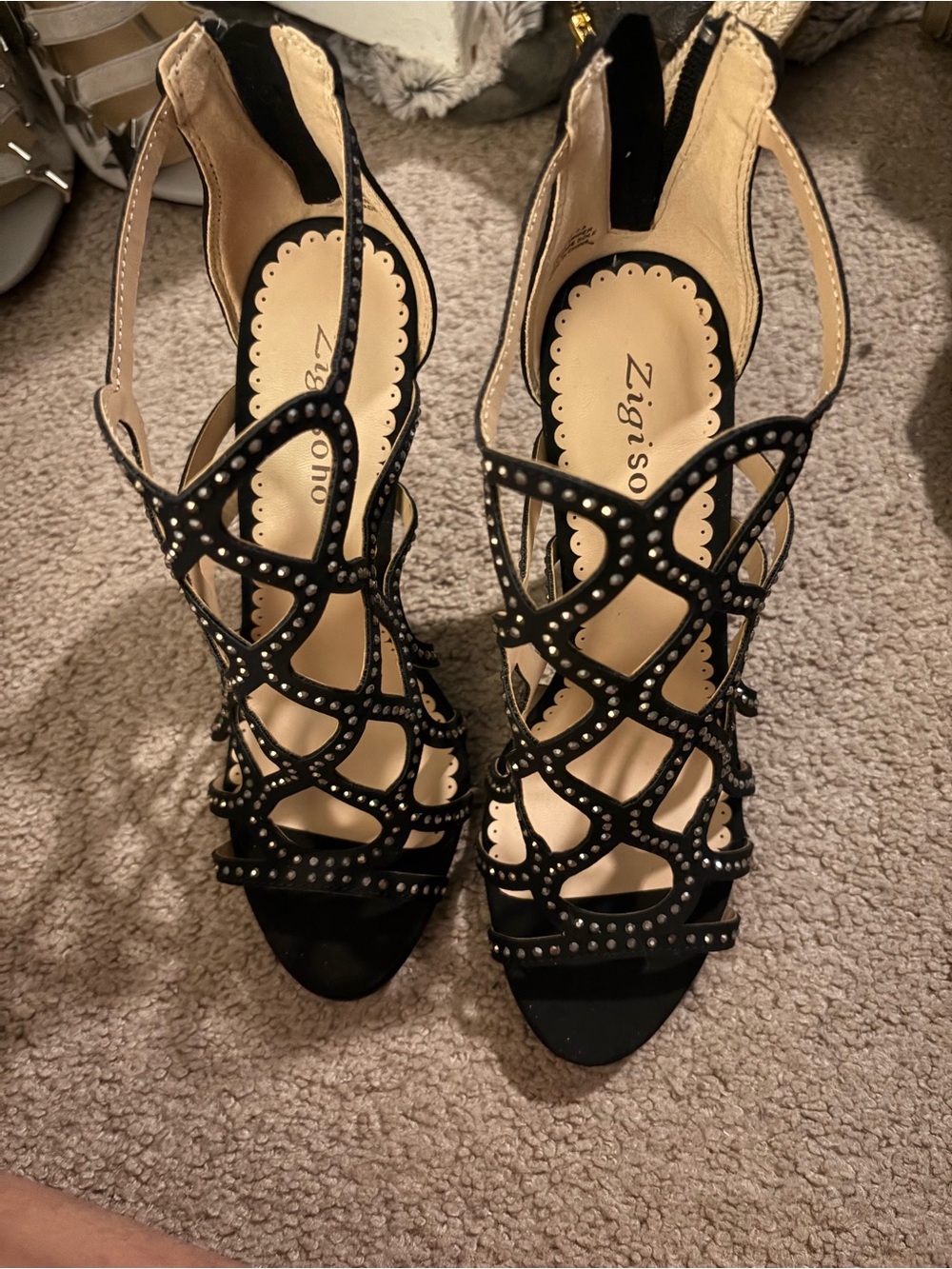 Zigi Soho Black Studded Cutout Heels